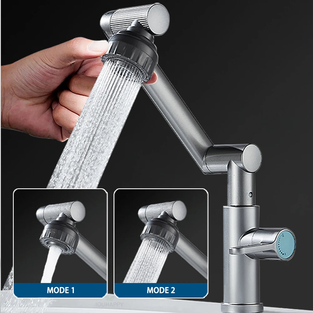 360°Rotating Swing Arm Stainless Steel Hot Cold Faucet  4 Modes Waterfall Kitchen Faucet Multifunctional kitchen Accessories