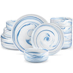MALACASA Luna series 18-Piece Ceramic Porcelain Dinnerware Set with 6 Pcs Dinner/Dessert Plates,Bowl Tableware Set Service for 6