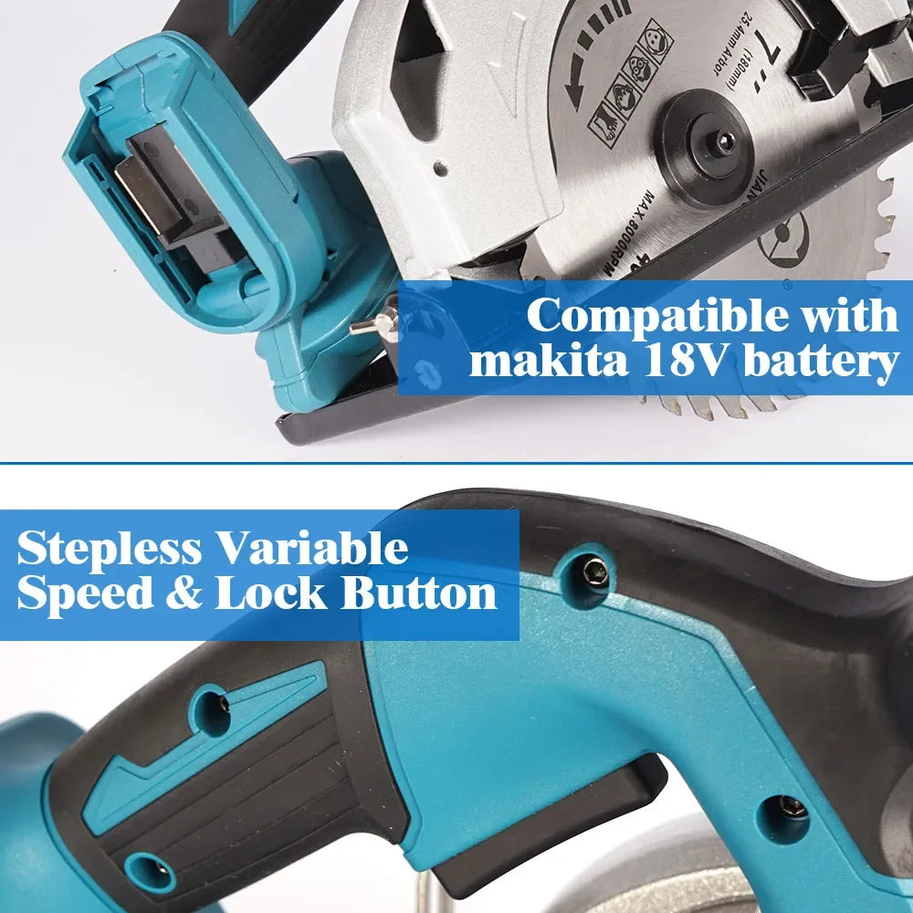 10800rpm 125mm Brushless Mini Electric Circular Saw Cordless Adjustbale Angle Woodworking Power Garden Tool For Makita 18vbattey