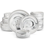 MALACASA Luna series 18-Piece Ceramic Porcelain Dinnerware Set with 6 Pcs Dinner/Dessert Plates,Bowl Tableware Set Service for 6