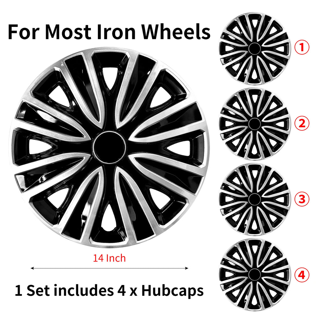 Hubcap Wheel Cover Replacement R14 Hub Caps Universal Wheel Rim Cover ABS Material Exterior Accessories Car Truck SUV -Set of 4