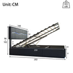 Wooden Aura 140/160/180x200cm Upholstered bed Double Bed Hydraulic Functional bed PU Height Adjustable Headboard