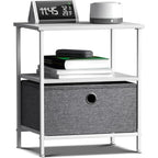 Nightstand 1-Drawer Shelf Storage - Bedside Furniture & End Table Chest Dresser with Steel Frame, Wood Top & Easy Pull Fabric Bi