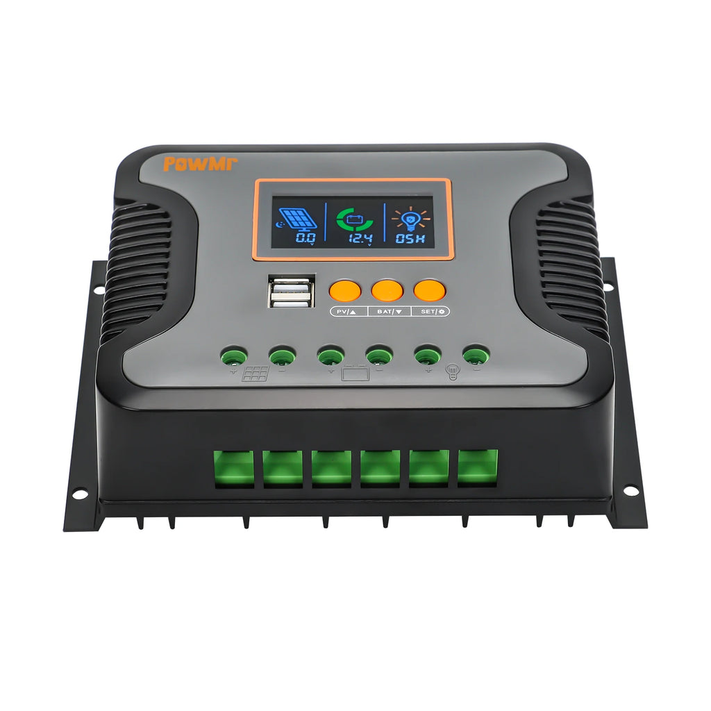 PowMr PWM 80A 60A 30A Solar Charge Controller 12V 24V 36V 48V Lead-Acid Lithium Battery Charger Max PV 100V Dual Control Mode