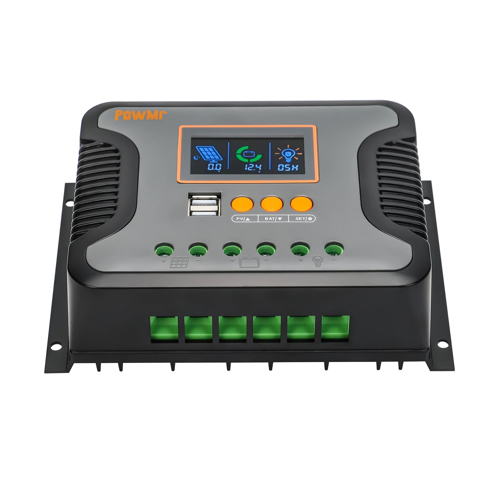 PowMr PWM 80A 60A 30A Solar Charge Controller 12V 24V 36V 48V Lead-Acid Lithium Battery Charger Max PV 100V Dual Control Mode