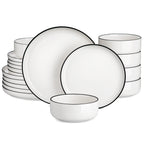 MALACASA Luna series 18-Piece Ceramic Porcelain Dinnerware Set with 6 Pcs Dinner/Dessert Plates,Bowl Tableware Set Service for 6