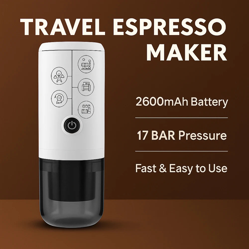 Portable USB Rechargeable Espresso Coffee Maker 17Bar Pressure For Travel Outdoor Car Compatible With Capsules/Ground Coffee