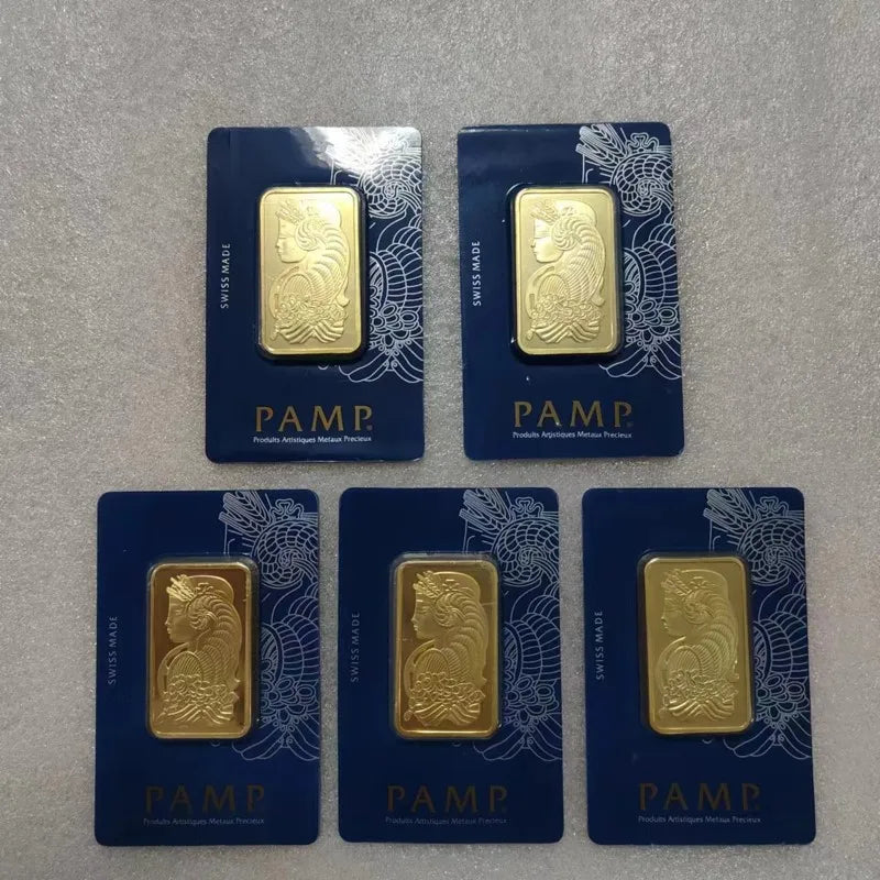 New 24K Gold Plated Swiss 1 OZ  Argor-Heraeus Gold Bar Replica Gold Bullion Gold Coin Gifts Coin Bullion Collection