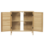 Bamboo Bathroom Cabinet with 2 Doors 60x30x60cm Under Sink Storage Cupboard Organizer for Living Room Bedroom