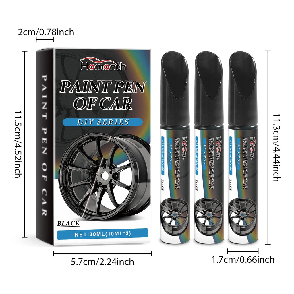 Homonth 10mlx3 Black Car Wheel Scratch Repair Pen Tire Scratch Remover Wheel Hub Scratch Repair Anti Rust Auto Paint Repair Pen