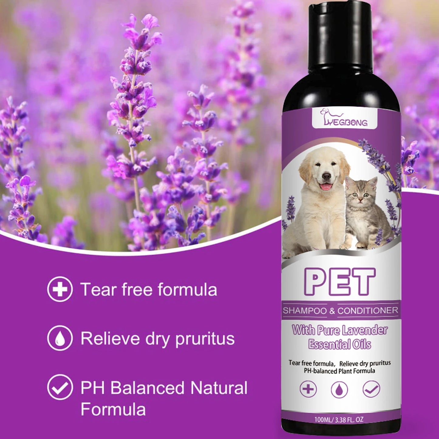 Yegbong 100ml Pet Shampoo - Softens Fur, Soothes Itching & Lasts with Fragrance for Dogs & Cats | AlluCanFind