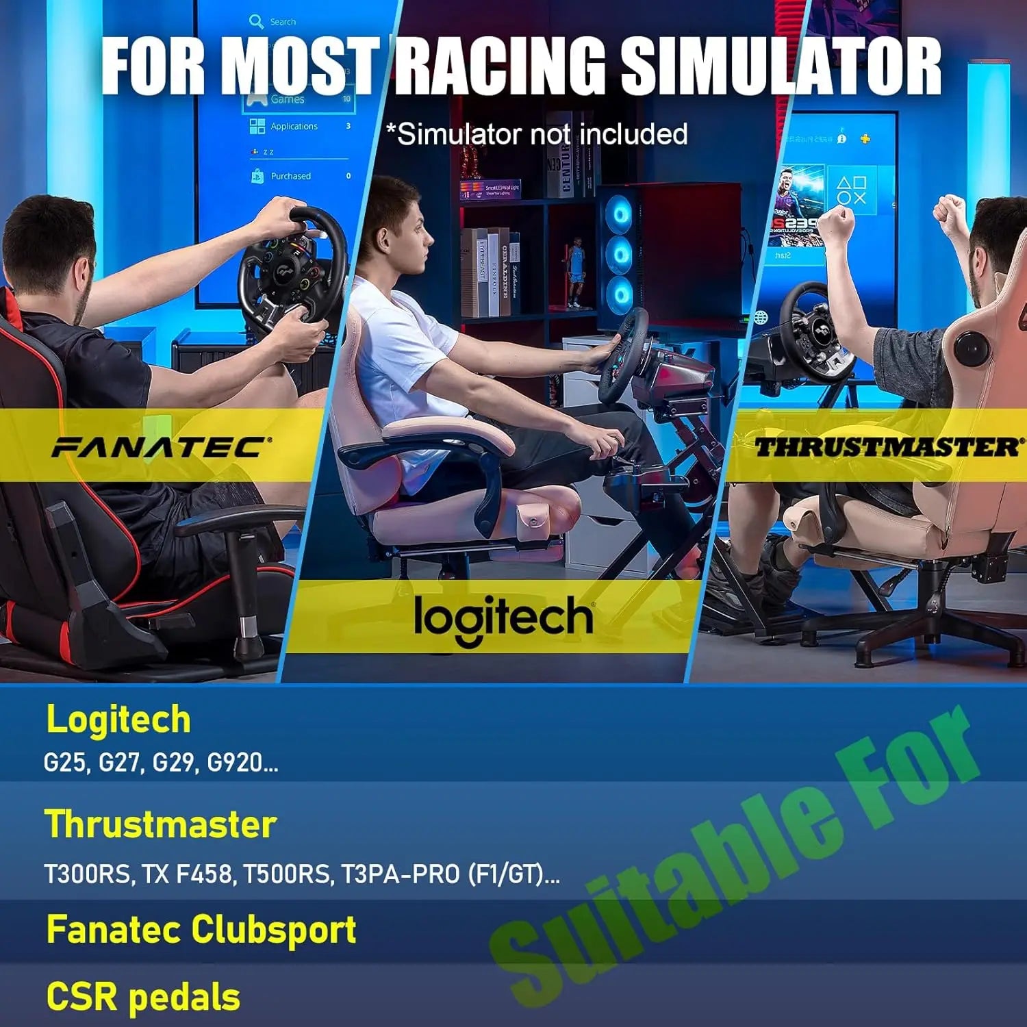 GTPLAYER Sim Racing Cockpit, Shifter Mount for Logitech G29/G920/G923, Thrustmaster T330TS, Pedals Not Included