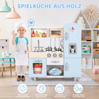 Kids Wooden Pretend Cooking Kitchen Playset with Cabinets for Toddler