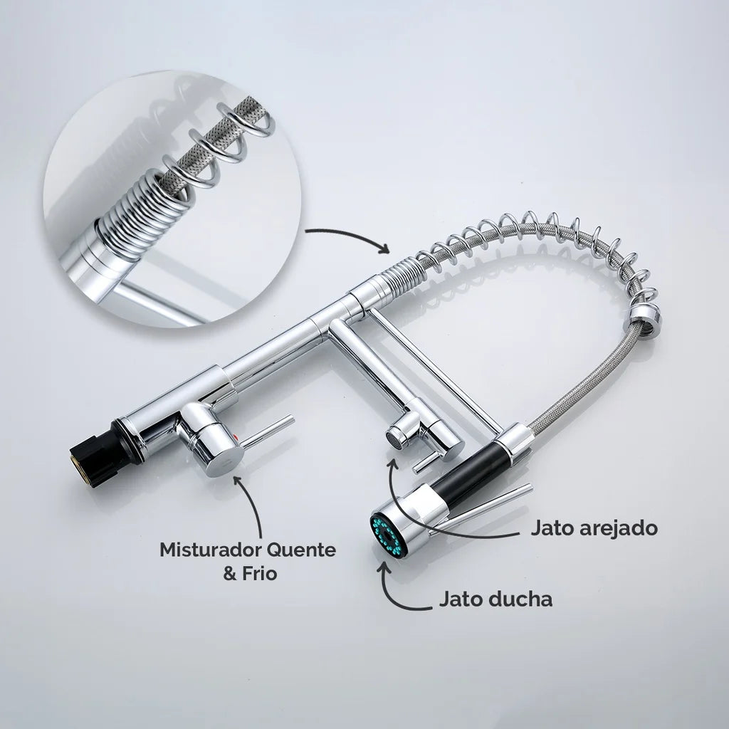 Gourmet Mobile Mixer Mono Command Spray Faucet with Articulated Spray