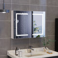 Rosahqnda anti-fog bathroom mirror cabinet with LED lighting, height adjustable shelves, 3 color temperature dimmable