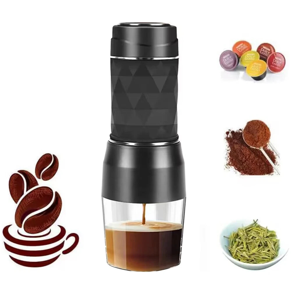 Portable Coffee Machine 3 In1 Hot/Cold Water Manual Espresso Maker For Capsule & Ground Hand Press Brewer hiking Travel
