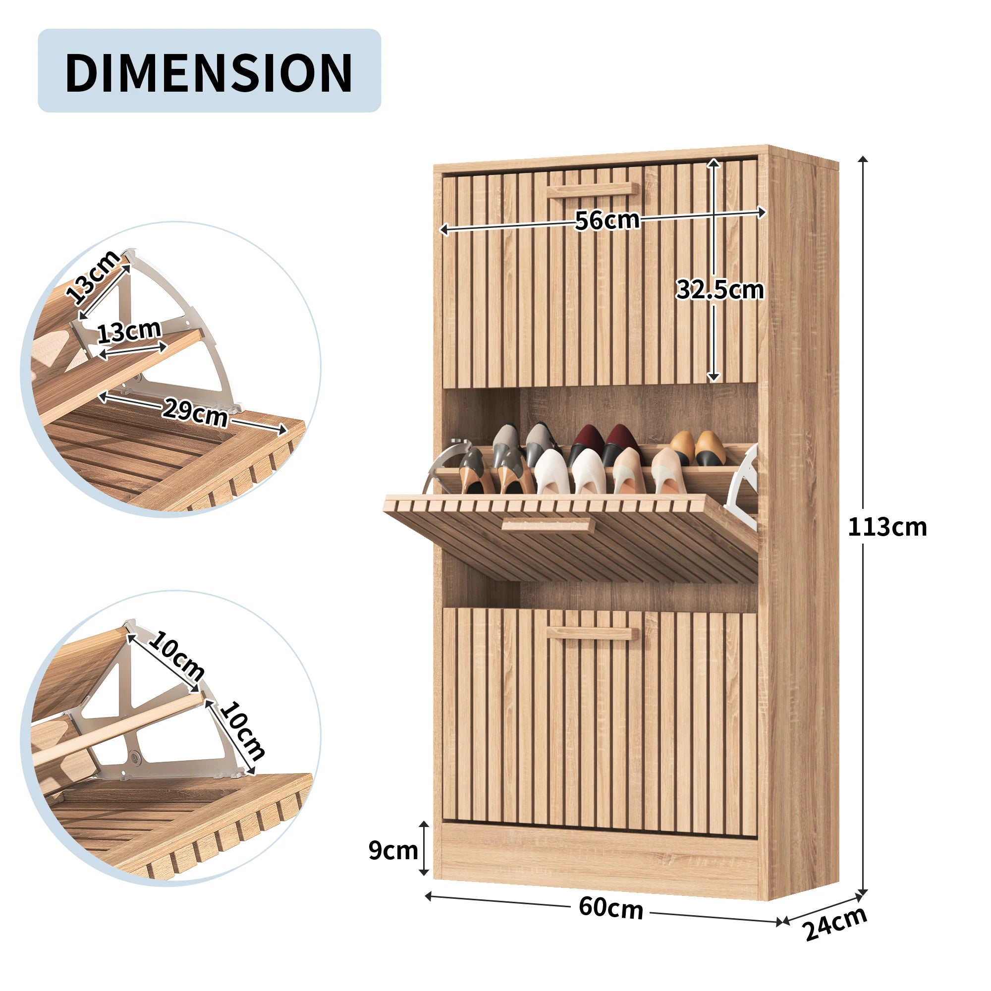 Side Table wood color solid wood table shoe cabinet with hinged lid dust proof storage cabinet