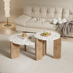 Coffee table set of 2 bedroom set table side table balcony set set living room living room table and balcony modern composite coffee table White + wood color