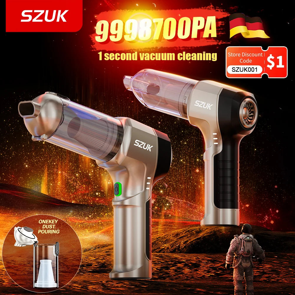 SZUK High Pressure Car Vacuum Cleaner Portable Handheld Mini Vacuum Cleaner Cordless Strong Suction Car Cleaner Home Appliance