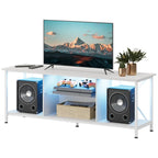 GALAXHERO 55 Inch Entertainment Center TV Stand Industrial TV Console with LED Glass Shelves Storage Cabinet Living Room Bedroom