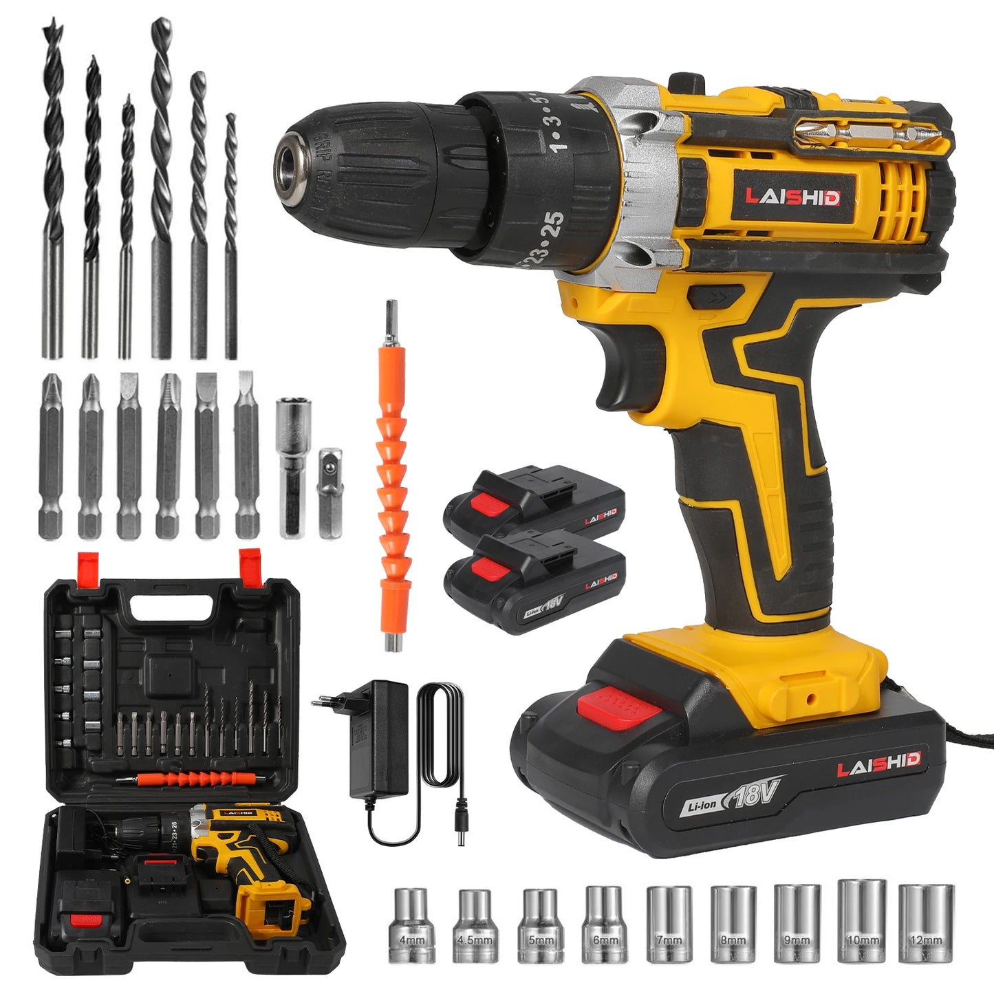 21V Cordless Impact Drill Electric Screwdriver Electric Hammer Drill Mini Wireless Hand Drill Lithium-Ion Battery Power Tools