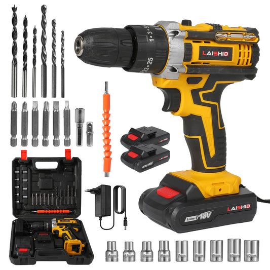 21V Cordless Impact Drill Electric Screwdriver Electric Hammer Drill Mini Wireless Hand Drill Lithium-Ion Battery Power Tools