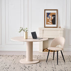 Modern Simple Round Dining Table, Solid Wood Stable Base Dining Table for 4-6 People, Suitable for Bedroom/Living Room
