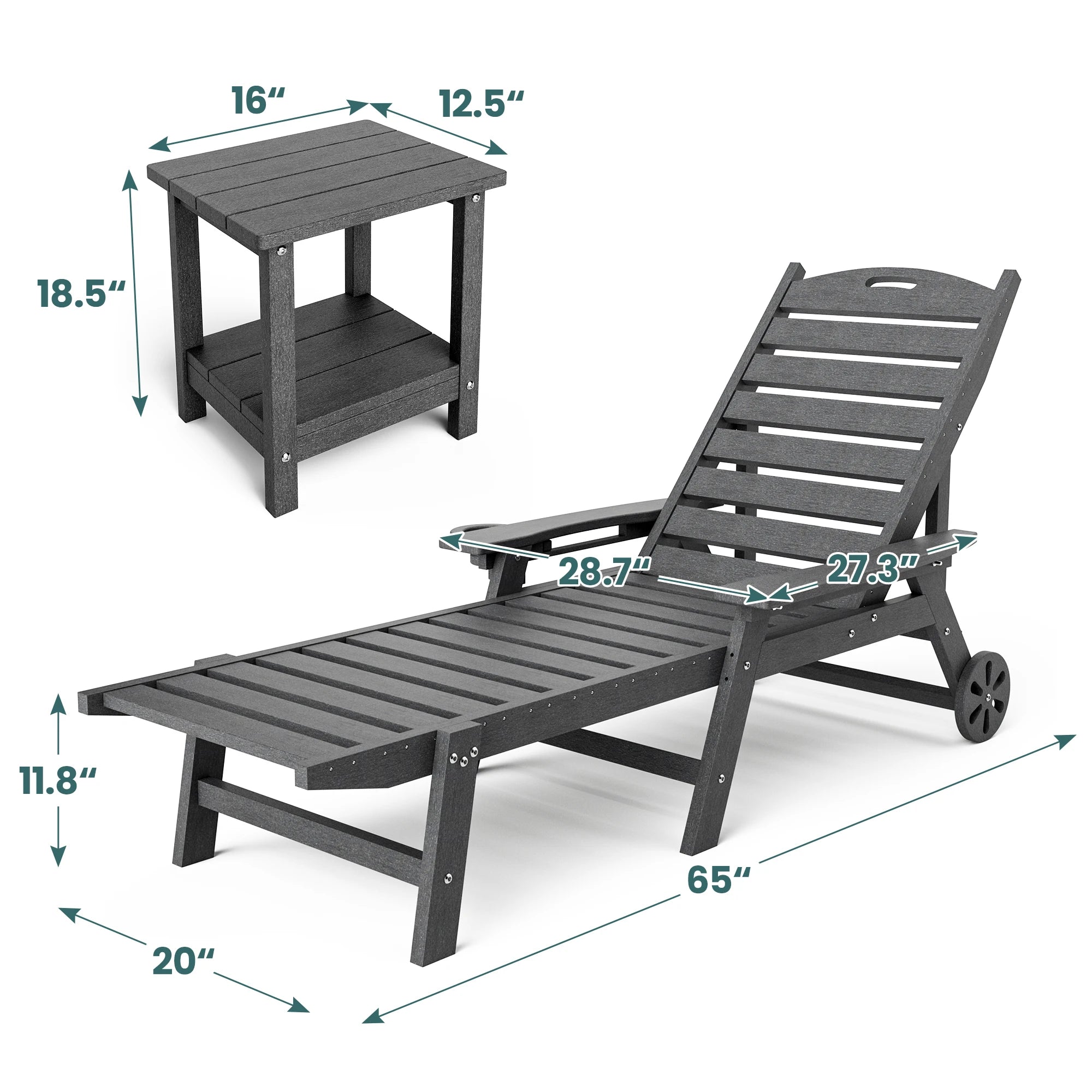 500 LBS Capacity Lounge Chair Set (3-Piece)