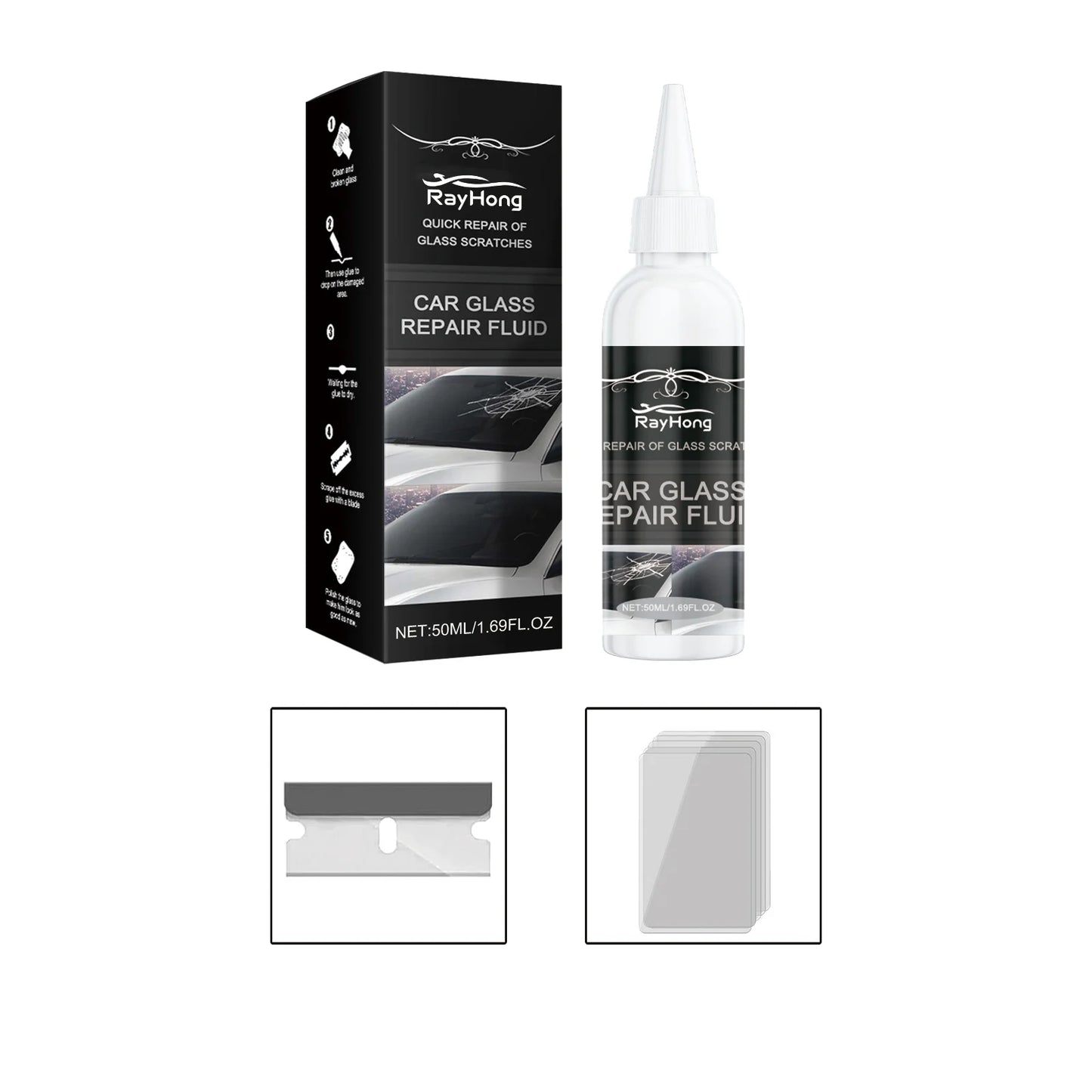 Car Glass Repair Adhesive Fixing Windshield Cracks Remove Scratch Enhance Impact Resistance Truck Motorcycles Broken Repair Set