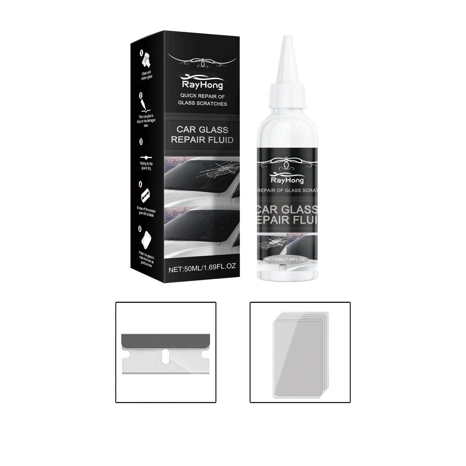 Car Glass Repair Adhesive Fixing Windshield Cracks Remove Scratch Enhance Impact Resistance Truck Motorcycles Broken Repair Set