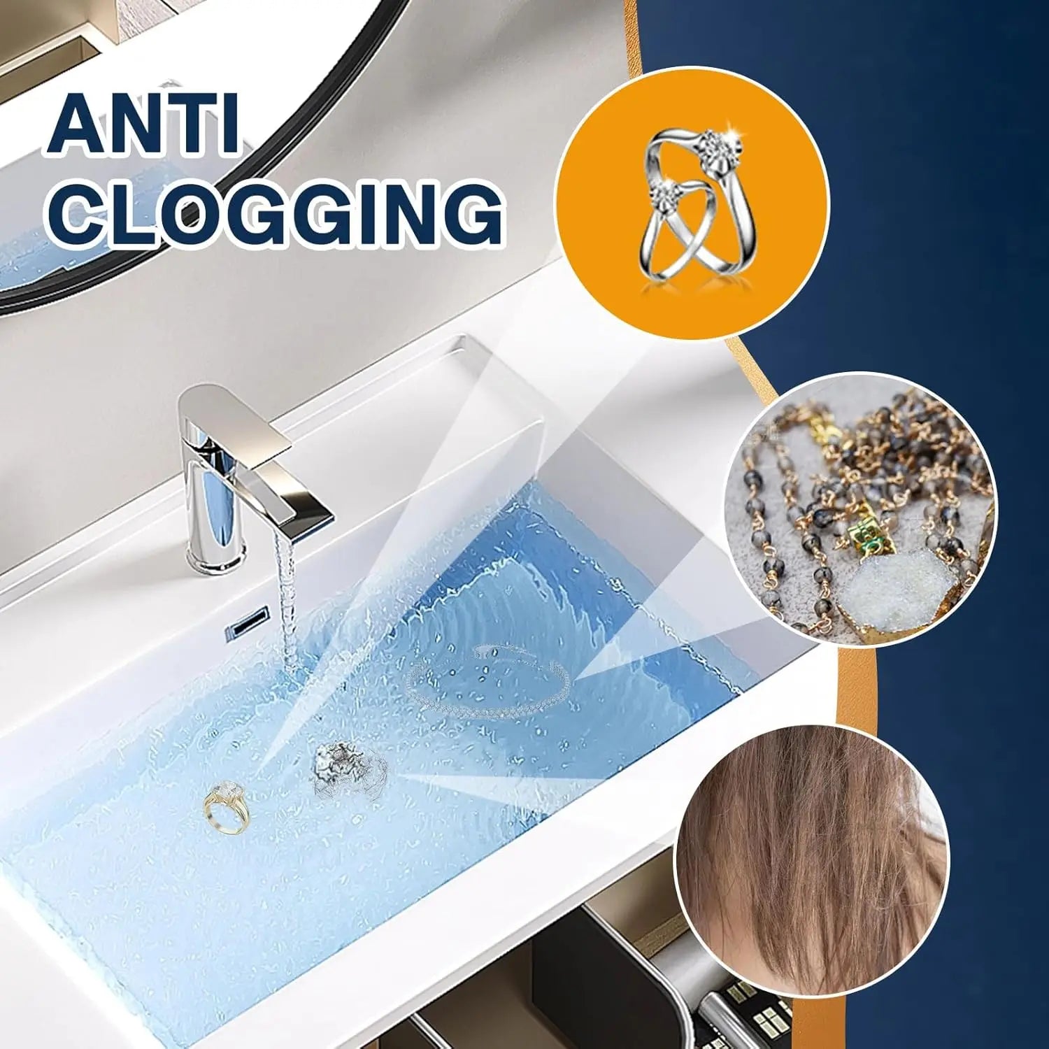 Pop-Up Bathroom Sink Drain Strainer | Removable Hair Catcher & Stopper