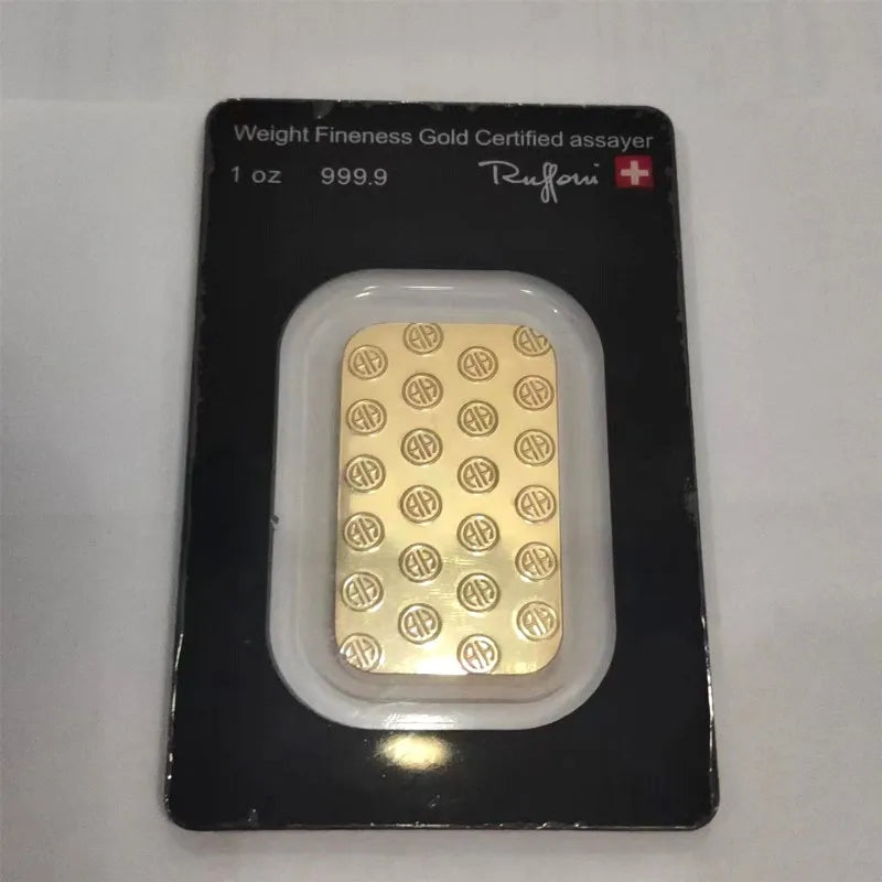 New 24K Gold Plated Swiss 1 OZ  Argor-Heraeus Gold Bar Replica Gold Bullion Gold Coin Gifts Coin Bullion Collection