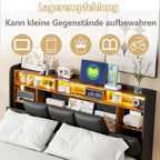 Wooden Aura Double bed, upholstery bed 140x200 cm, 160x200 cm, LED bed frame, bed frame and slatted frame, headboard, youth bed