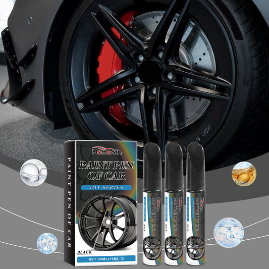 Homonth 10mlx3 Black Car Wheel Scratch Repair Pen Tire Scratch Remover Wheel Hub Scratch Repair Anti Rust Auto Paint Repair Pen