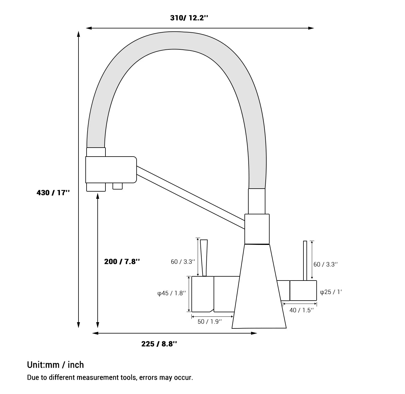 Pull Out Kitchen Faucet Double Handle Single Hole Mixer Tap Hot And Cold With Filter Water Brushed Gold Alba Black