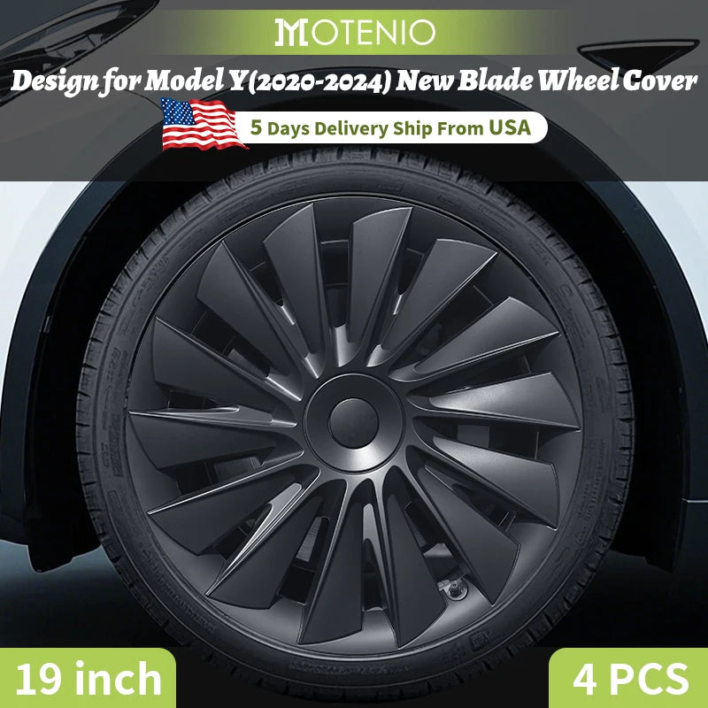 Design for TESLA Model Y 2020-2024 Vehicle Full Coverage New Blade Wheel Cover Cap 19 Inches Hubcaps  Automobile Accessories