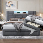 Upholstery bed 140x200cm with air lever storage headboard with storage and charging velvet bed with drawers double bed