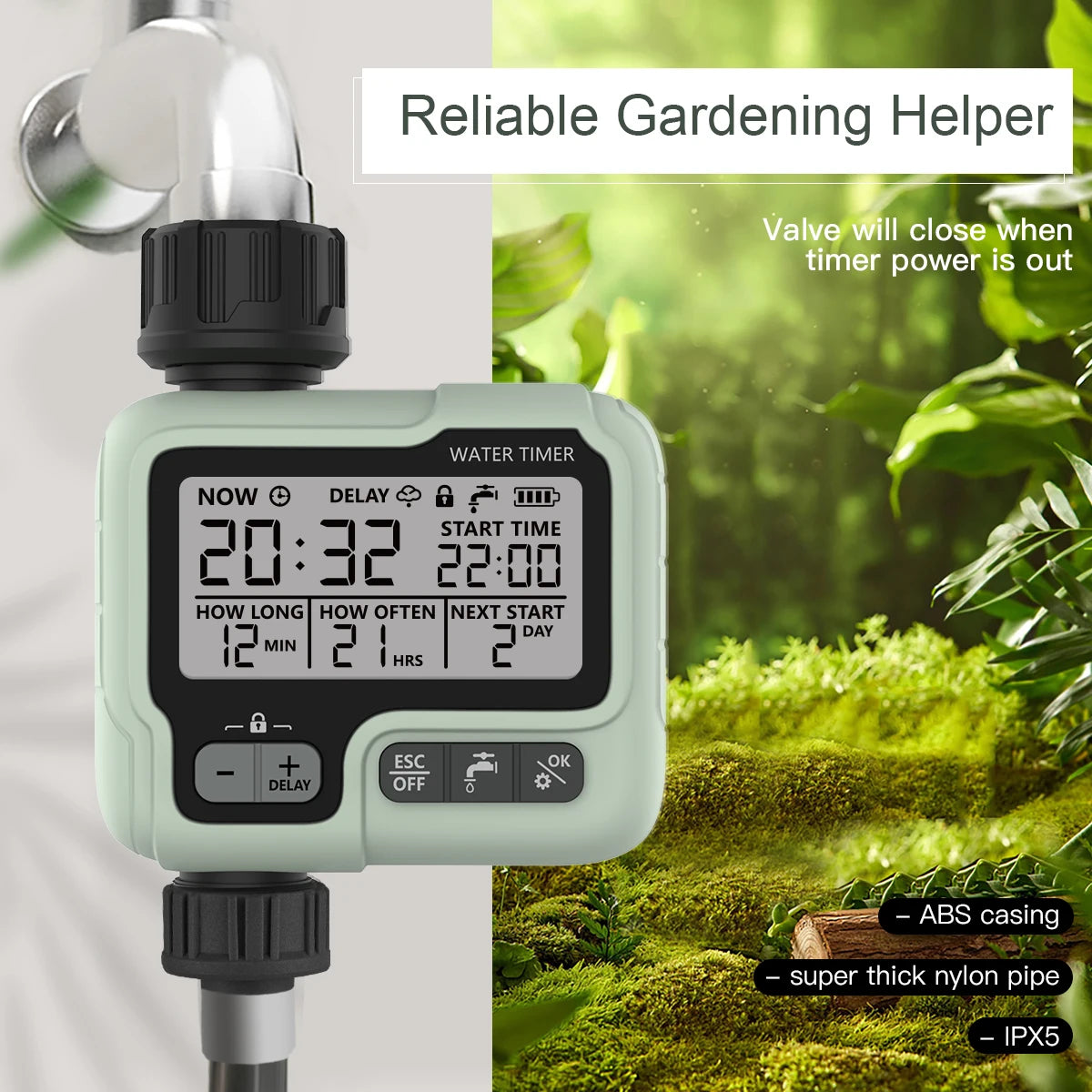 Reswat HCT-322 Automatic Water Timer Garden Digital Irrigation Machine Intelligent Sprinkler Used Outdoor to Save Water&Time