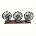 USB 5V Car Triple Header Fan Multi Angle Adjustable, No Obstructed Vie