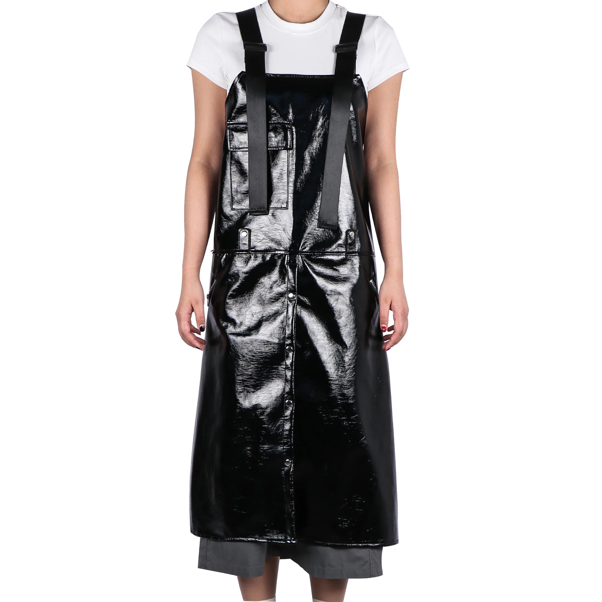 New Trendy Aprons Waterproof Oil Resistant 2 Bags Bibs Coffee Shop Hairdresser Slit Overall Chef Adjustable Nail Salon Apron