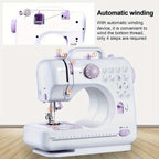 Electric Sewing Machine with Extension Table, Foot Pedal, Light, and Sewing Kit Tools for 12 Built-in Stitches and 2 Speeds