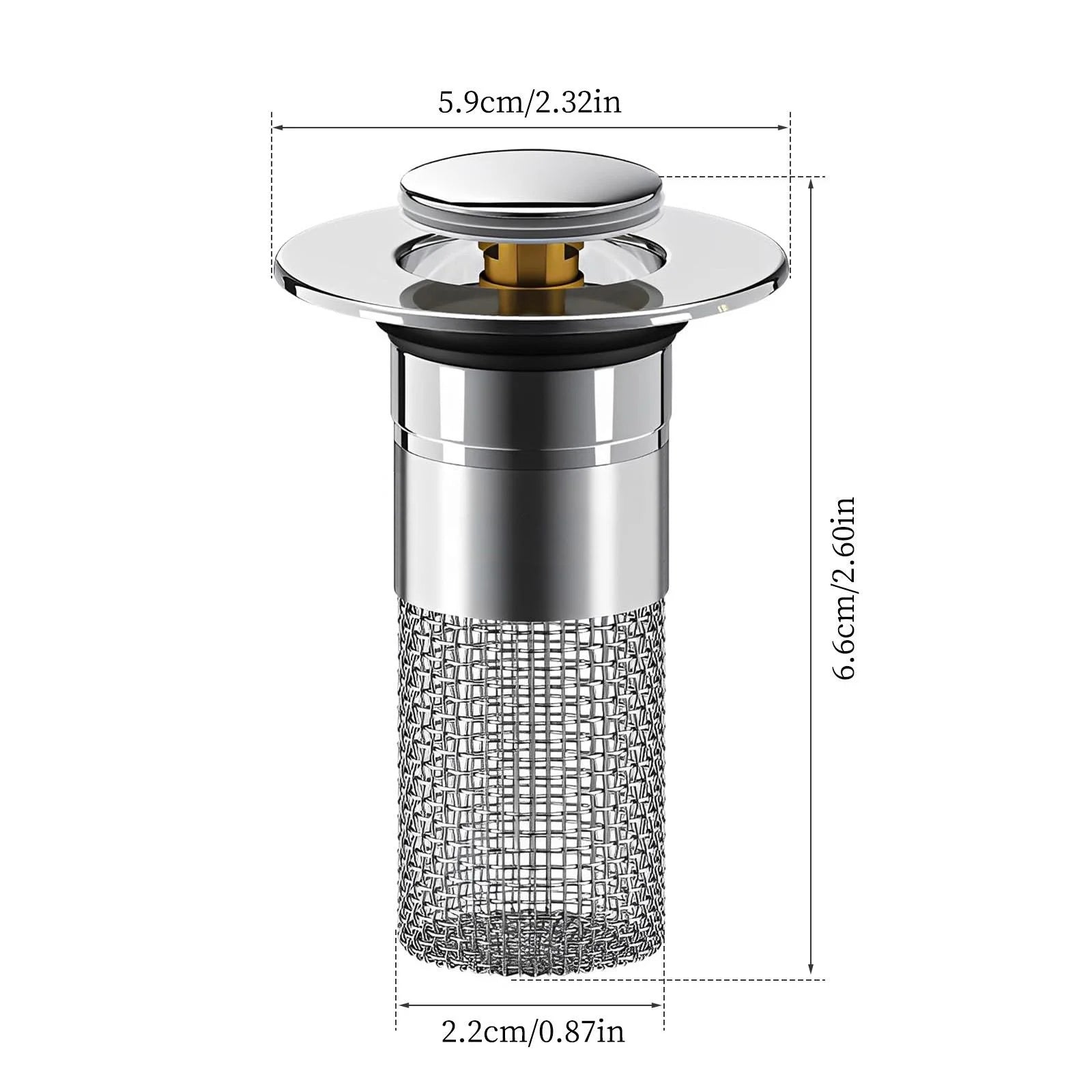 Pop-Up Bathroom Sink Drain Strainer | Removable Hair Catcher & Stopper