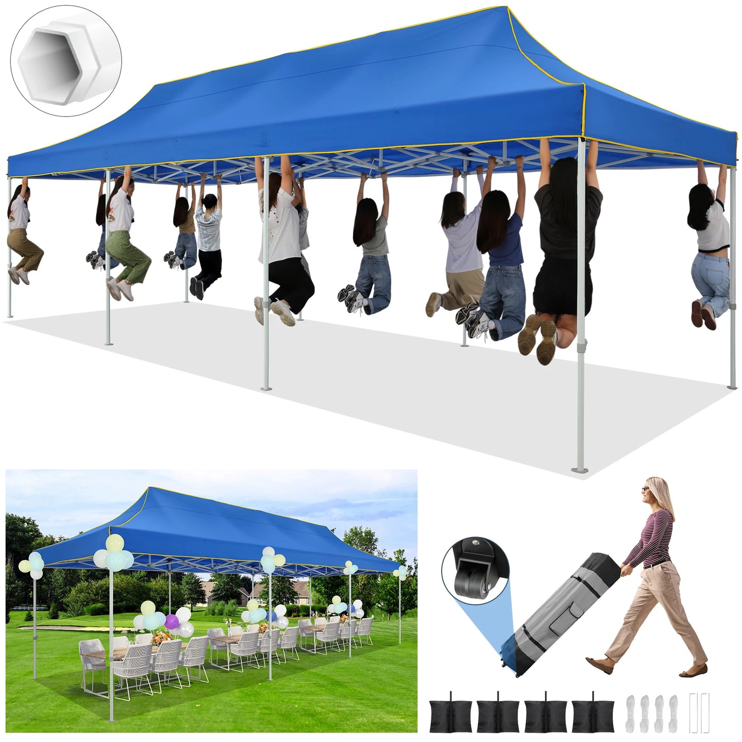 10x30ft Pop Up Canopy Tent Gazebo Party Heavy Duty Marquee Awning Without Sidewall Outdoor Commercial Event Instant Tent Gazebo