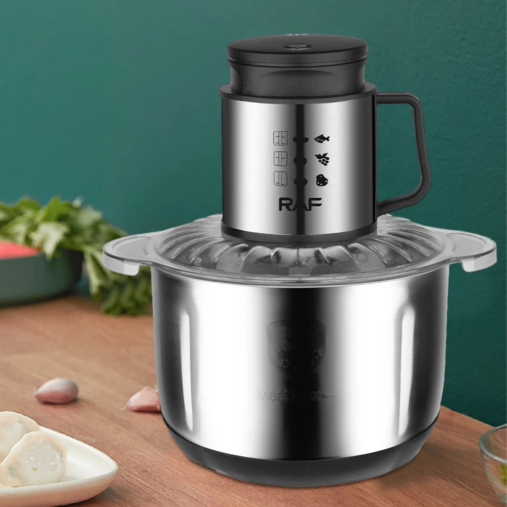 5L Large Capacity 1000W Electric Food Processor Chopper Stainless Steel Steel Meat Meat Grinder Mincer display devices