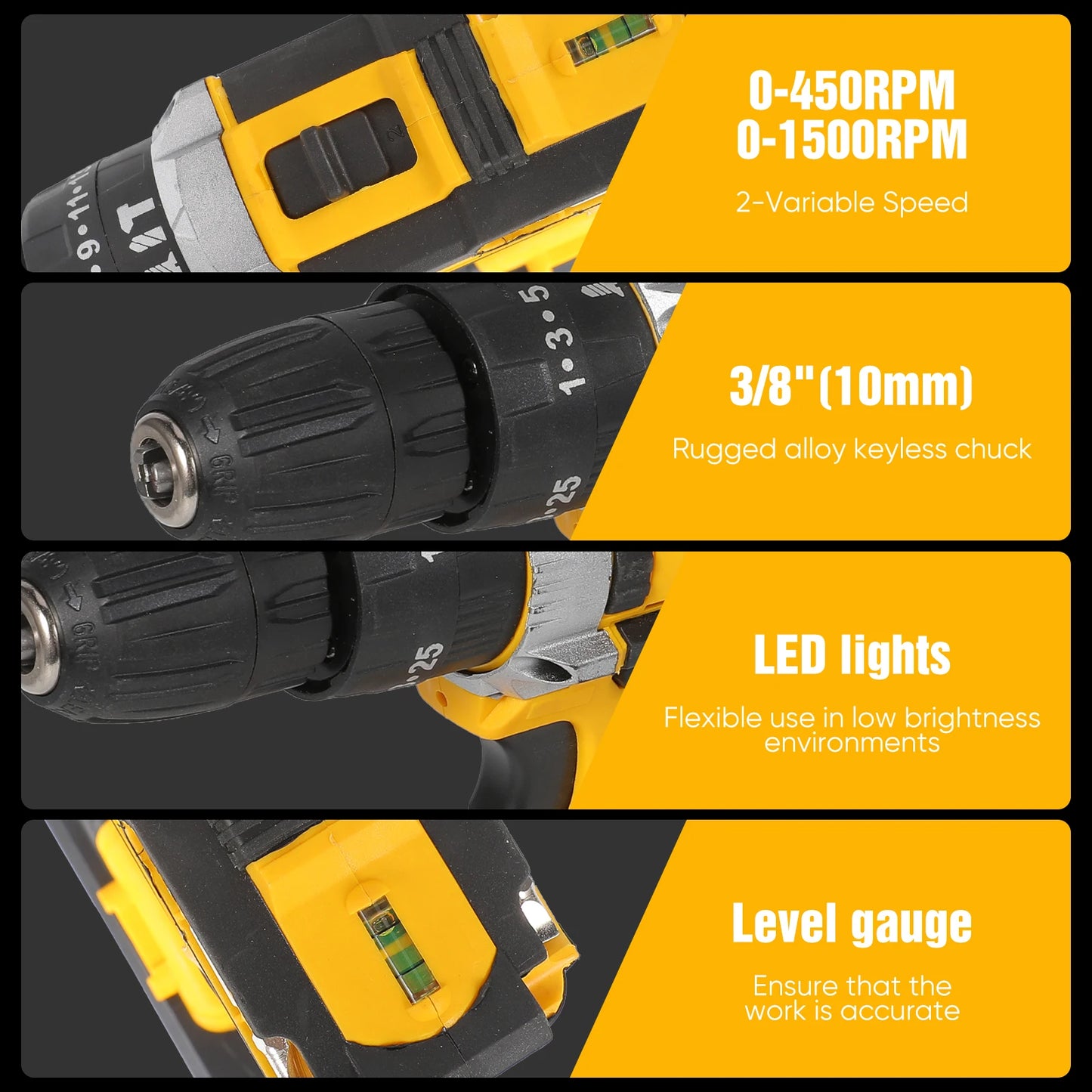 21V Cordless Impact Drill Electric Screwdriver Electric Hammer Drill Mini Wireless Hand Drill Lithium-Ion Battery Power Tools