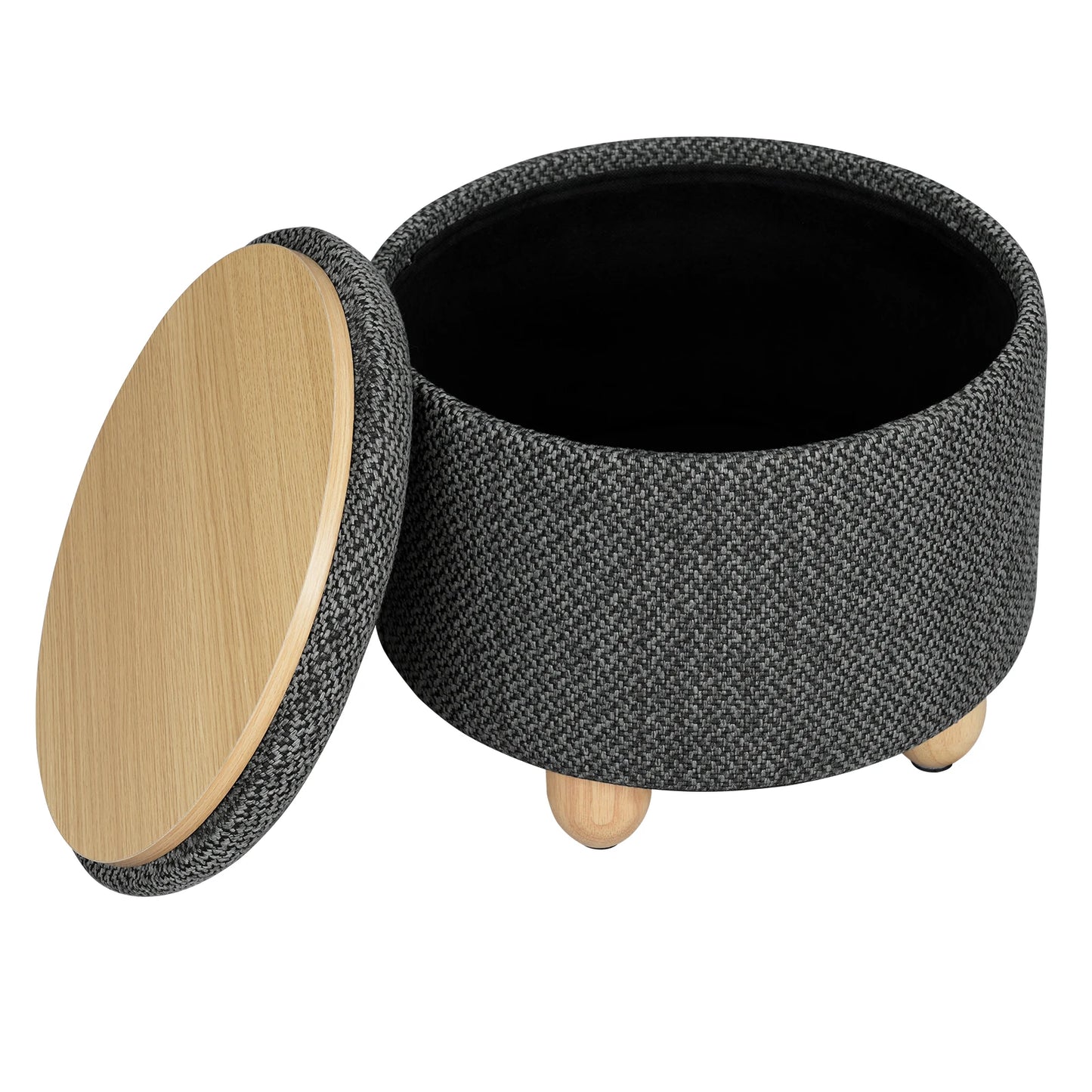WOLTU Storage Pouf Upholstered Stool with Lid Ottoman Foldable Pouf with Pine Legs Space Saving for Living Room Bedroom Home