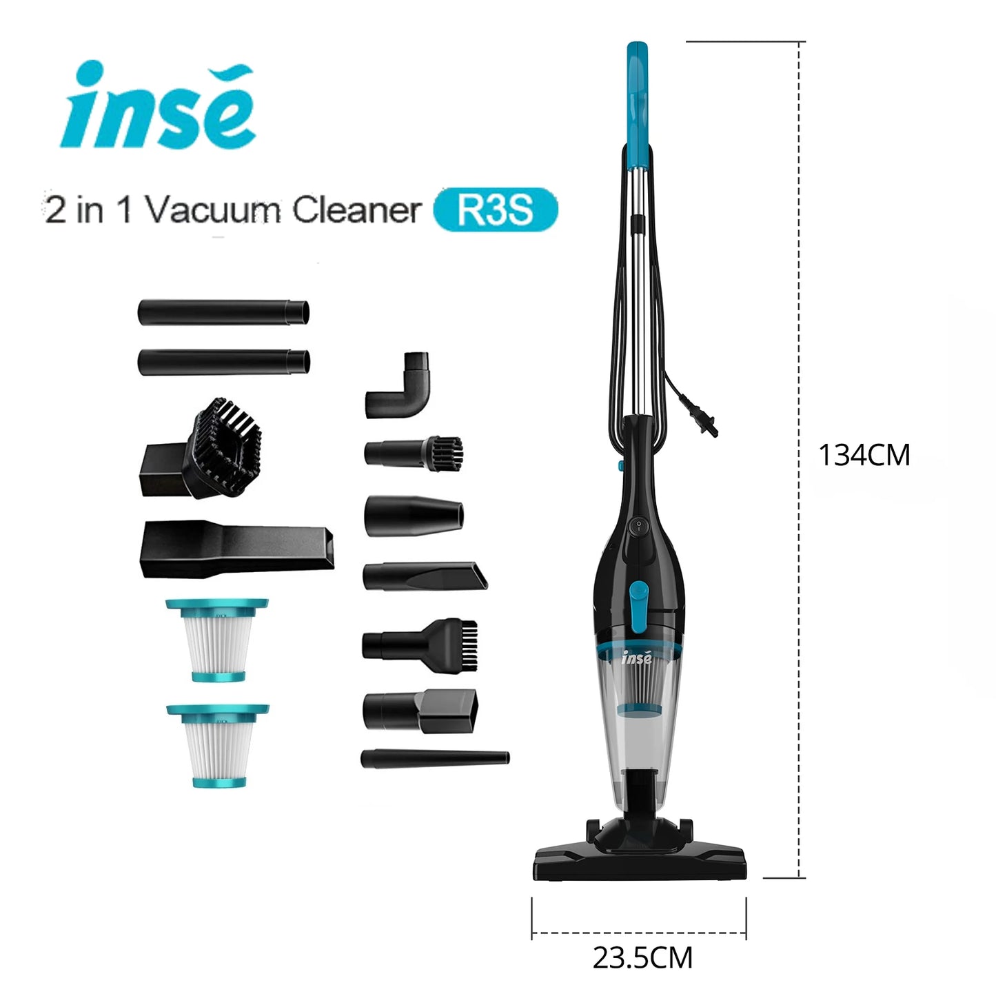 INSE R3S Corded Vacuum Cleaner 16Kpa 6M Extra Long Cord Handheld Vacuum Cleaner for Car Cleaning Hard Floor Household Appliance