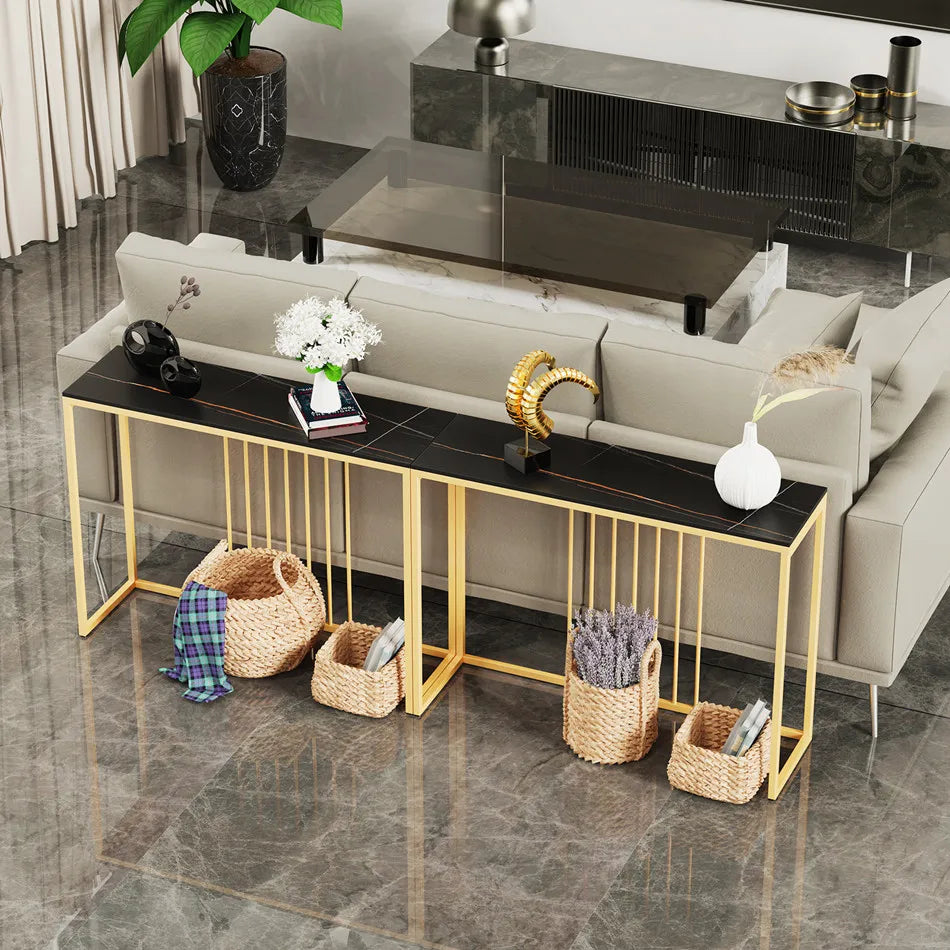 LUVODI Console Table for Entryway Minimalistic Living Room Furniture Sofa Side Table with Strong Metal Stand