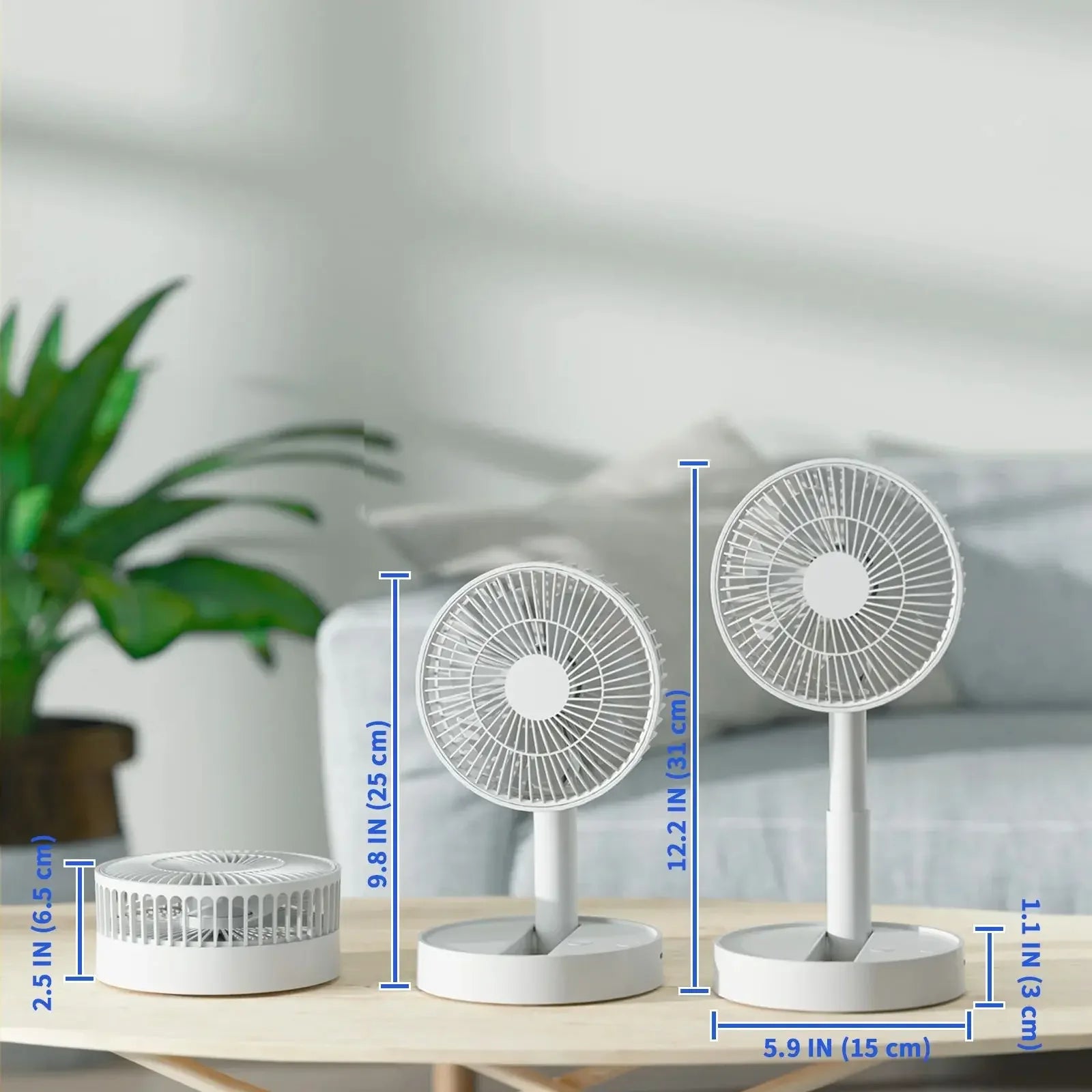 USB Foldable Fan with 4 Speeds ＆ Timing,Battery Operated Mini Fan for