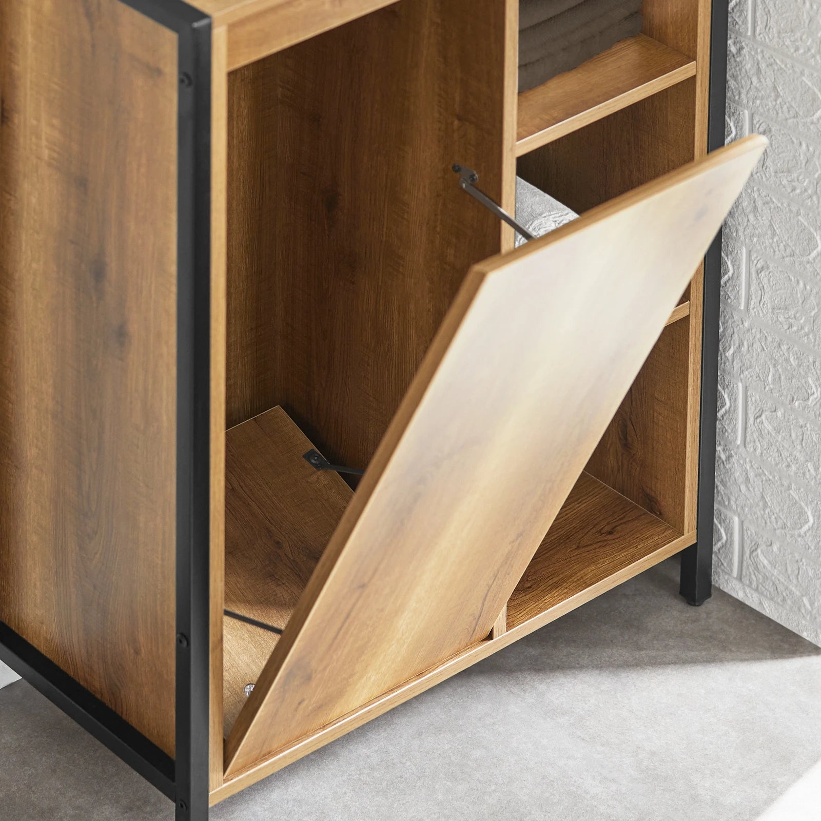 SoBuy BZR65-PF laundry wardrobe with fold-out laundry bags laundry bag laundry chest laundry basket bathroom furniture BHT approx.: 60x90x30cm